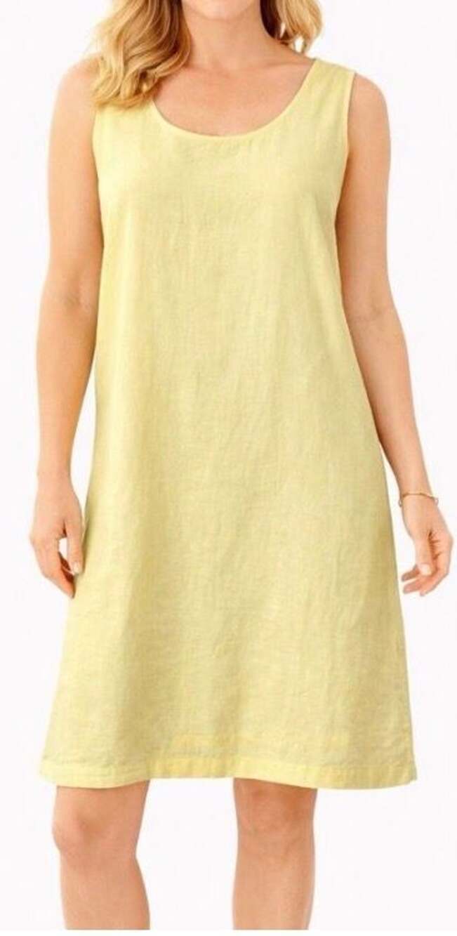 J. Jill Love Linen Sleeveless A-Line Shift Dress, Pockets, Large Tall